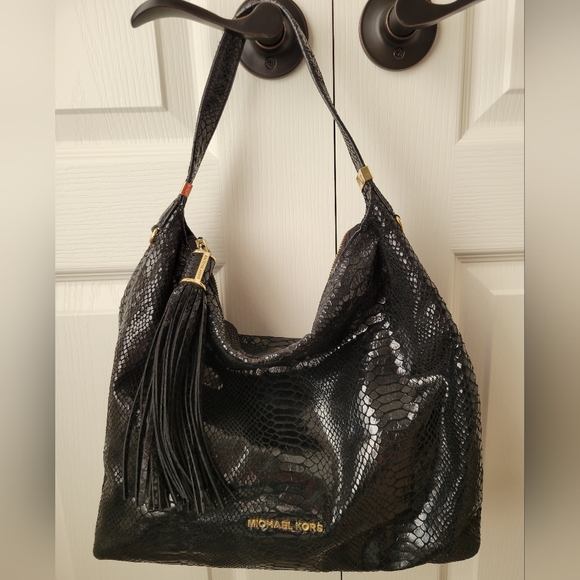 Michael Kors black python hobo bag - Picture 1 of 10